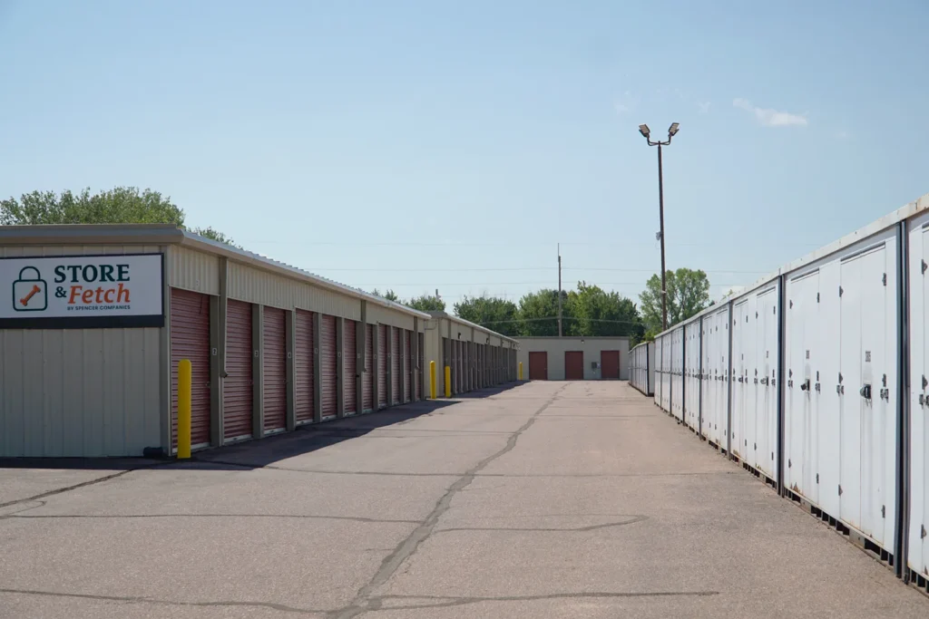 Row of self-storage units at Store & Fetch on W. Maple Street.